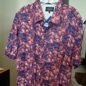 New + Tags! NAT NAST Retro 50's Hawaiian Floral Blue Purple White Silk Blend XL